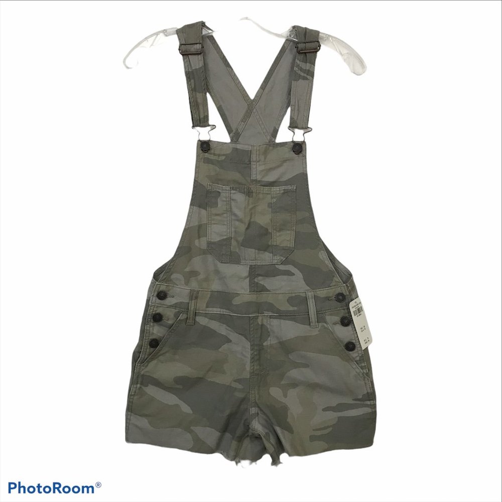 Abercrombie & Fitch Women's Camo Short Overalls - Olive Green